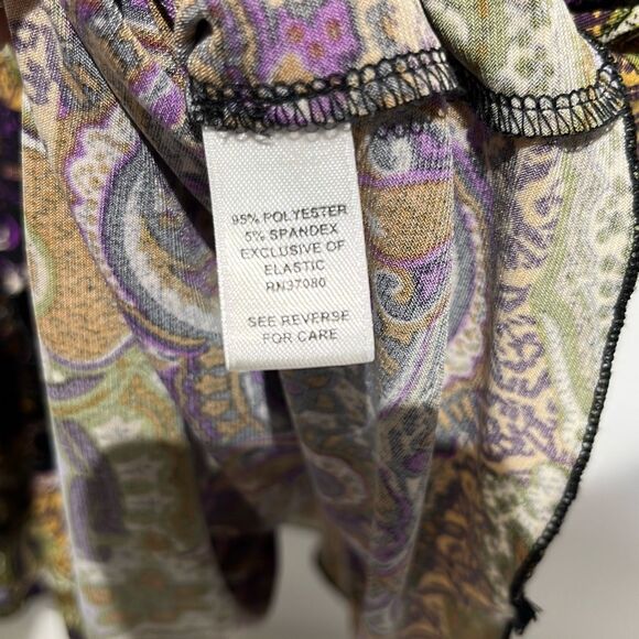 Cato Women's Multicolor Paisley Lace Smocked Ruffle Sleeveless Blouse Size 14 - Picture 10 of 11